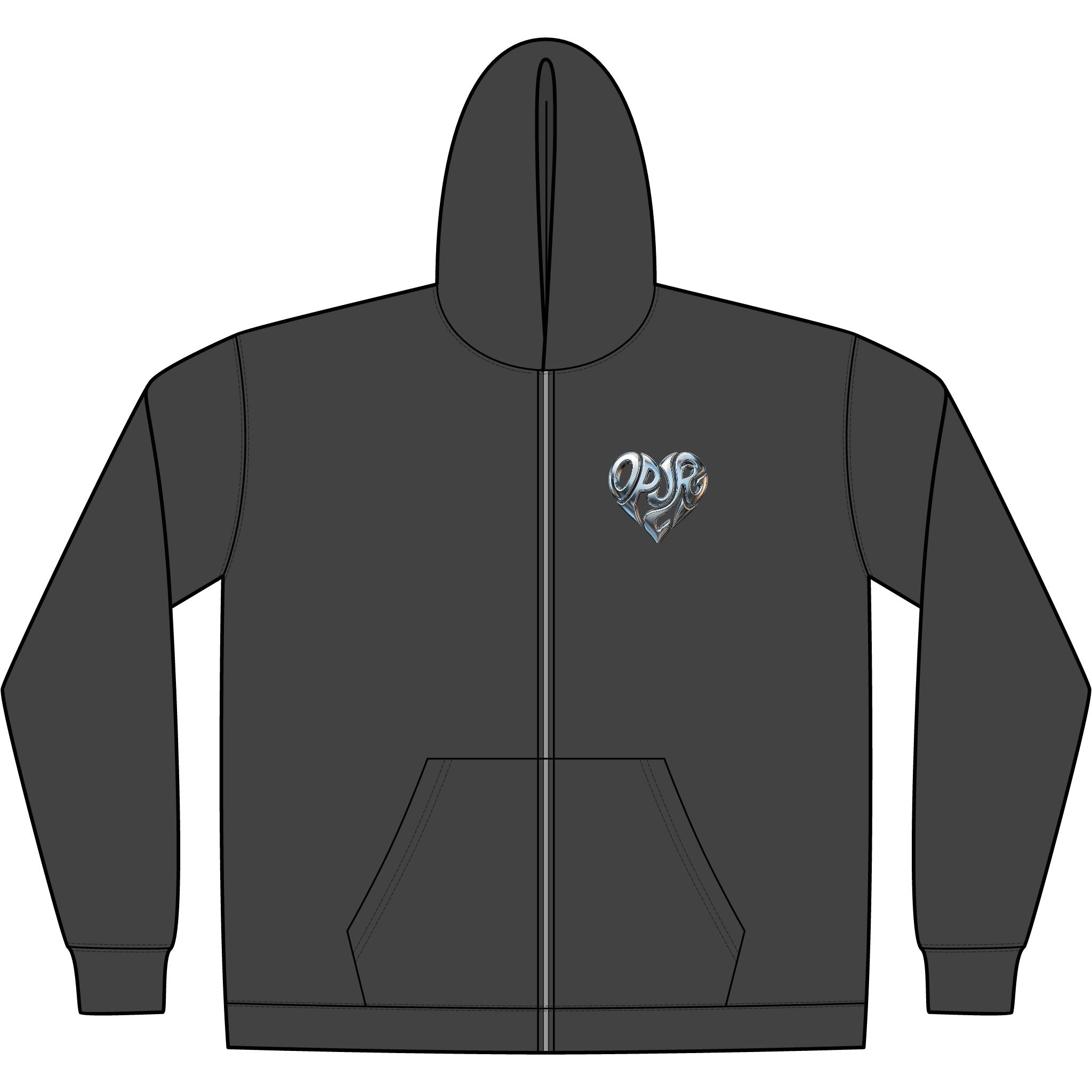 OP Skull Skeleton Zip Hoodie — Chrome Graphic Faded Full‑Zip