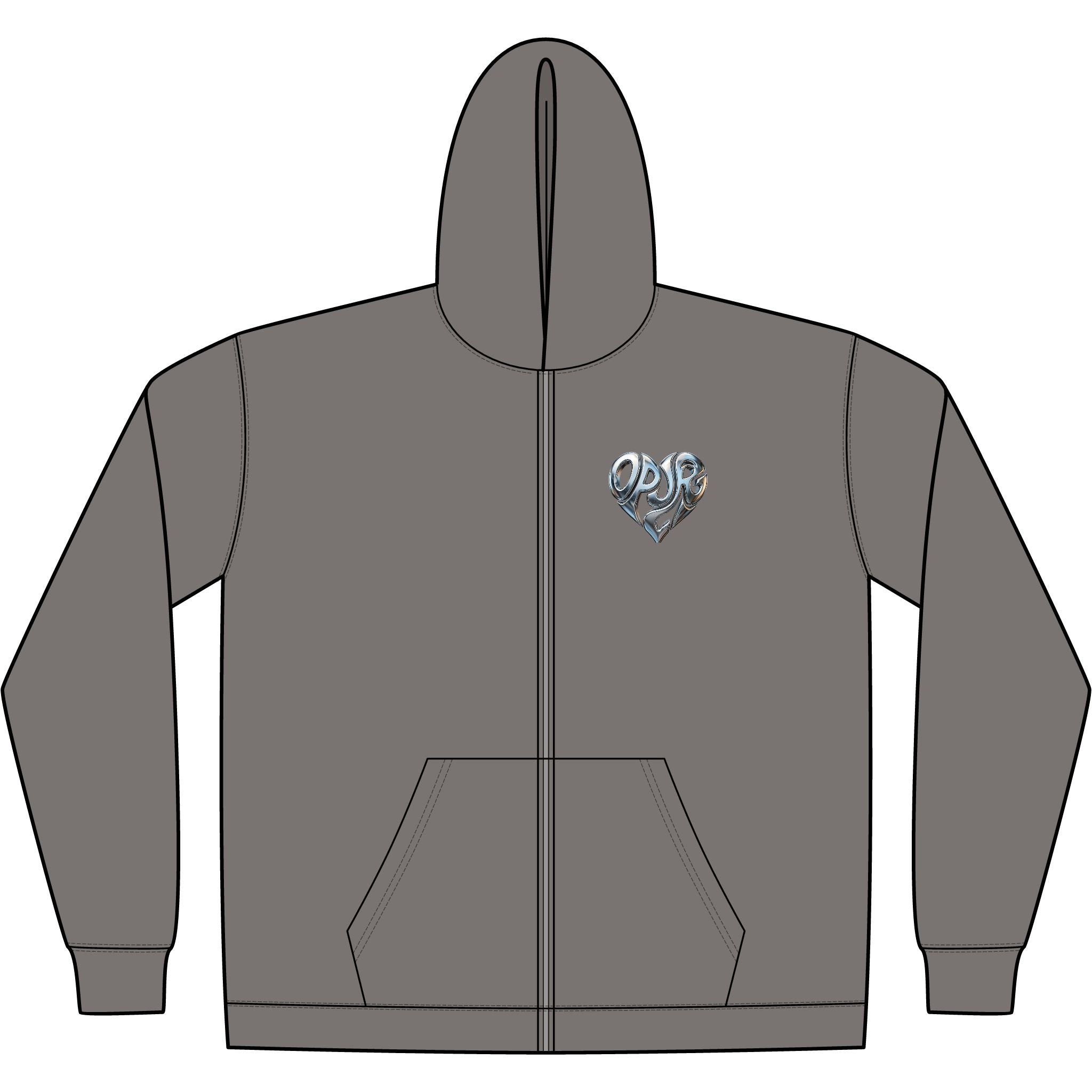 OP Skull Skeleton Zip Hoodie — Chrome Graphic Faded Full‑Zip