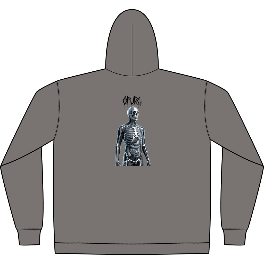 OP Skull Skeleton Zip Hoodie — Chrome Graphic Faded Full‑Zip