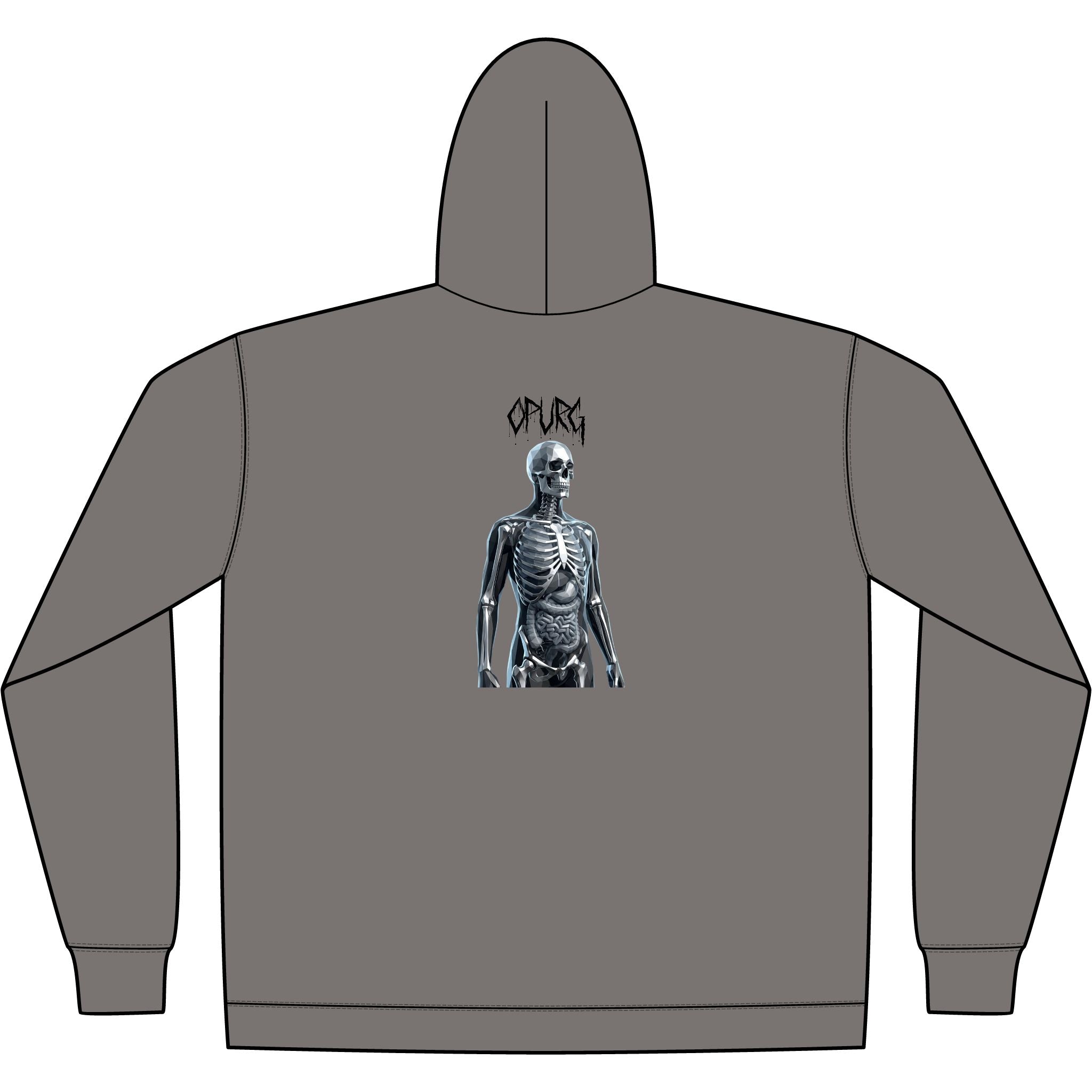 OP Skull Skeleton Zip Hoodie — Chrome Graphic Faded Full‑Zip